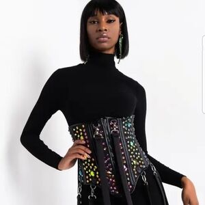 Black and Multicolor Rhinestone Corset